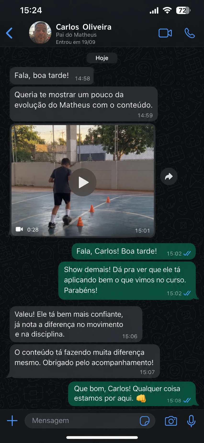 Conversa no WhatsApp: pai do Matheus mostra a evolução do filho
