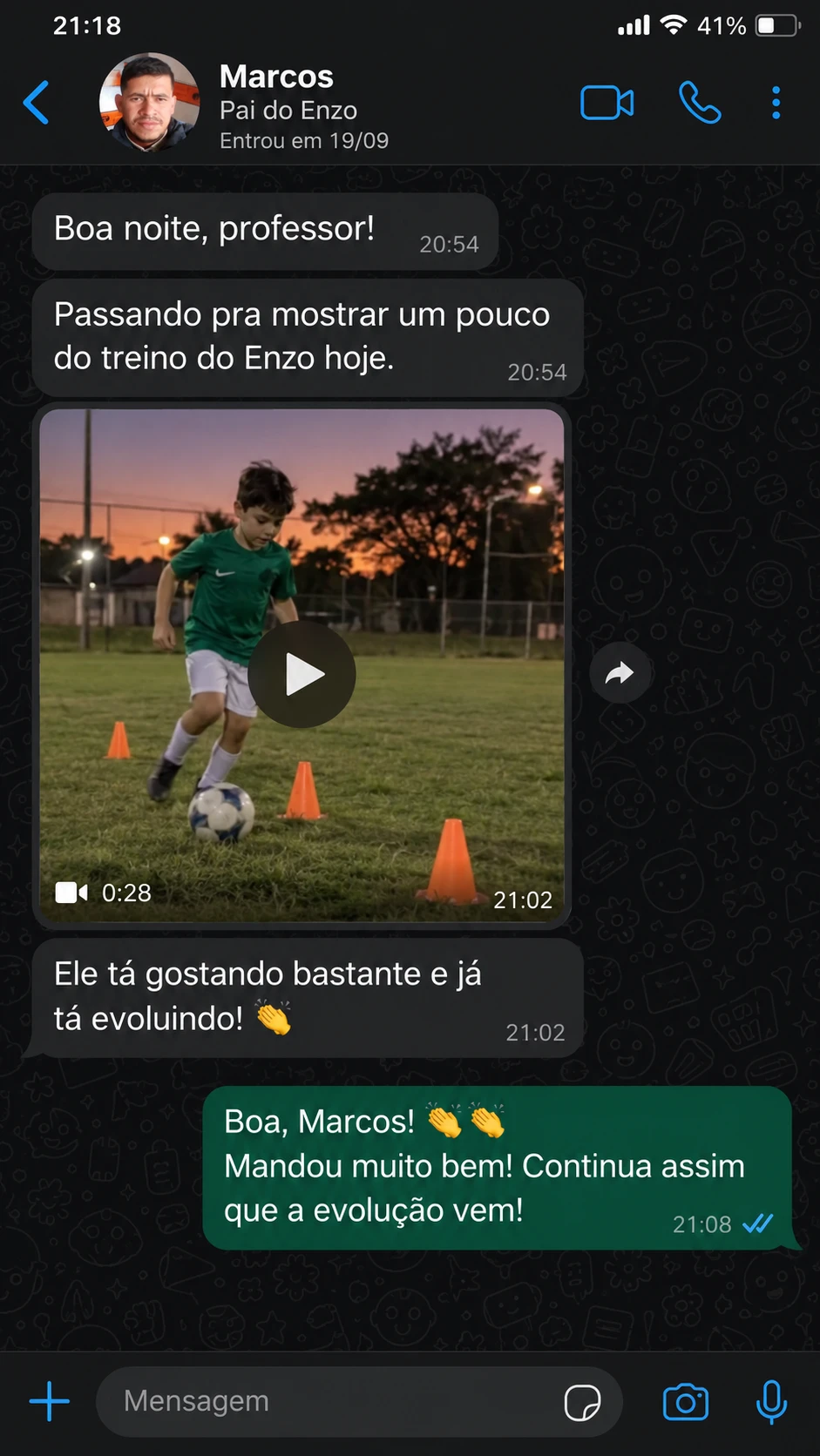 Conversa no WhatsApp: pai do Enzo conta que ele está evoluindo